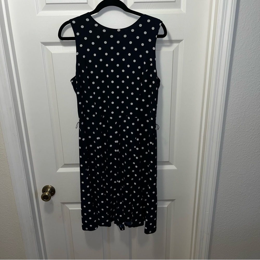 Ralph Lauren navy blue white polka dot dress size 14 - Picture 2 of 5